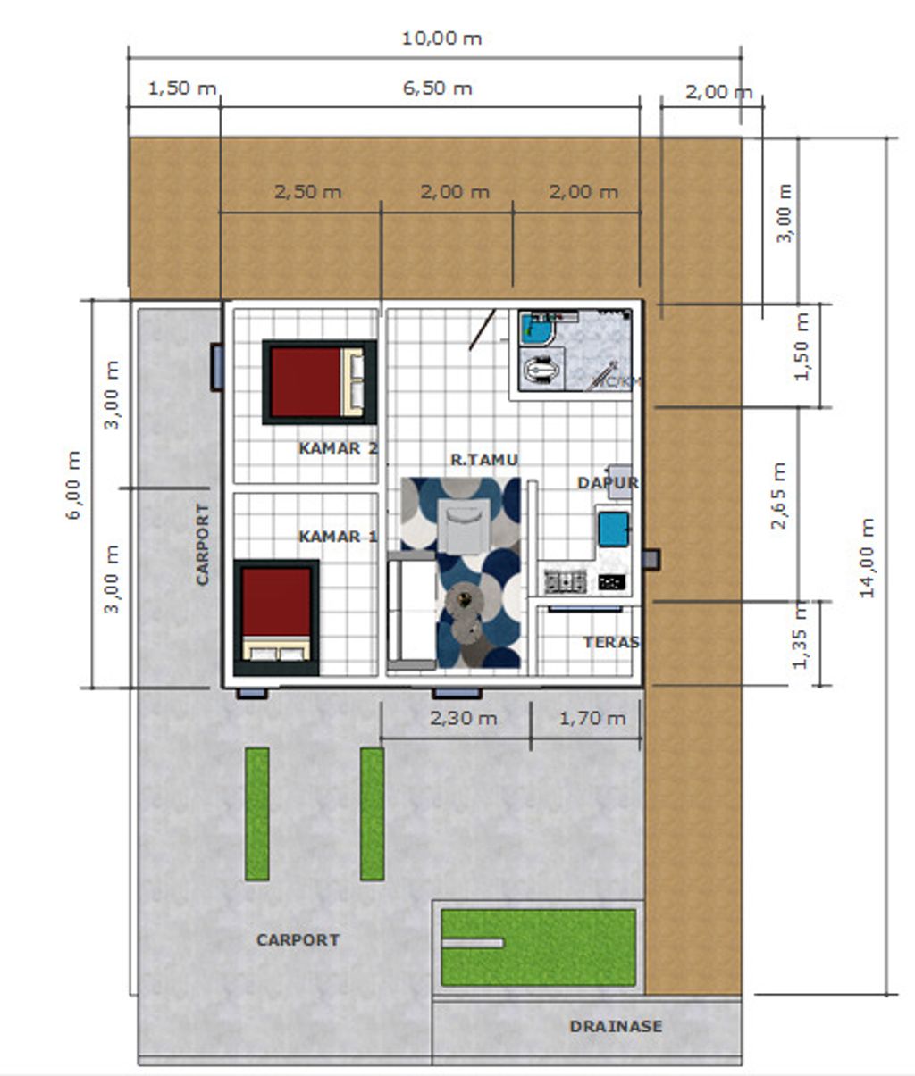 foto denah rumah tipe 36 perumahan PESONA MANDIRI 2