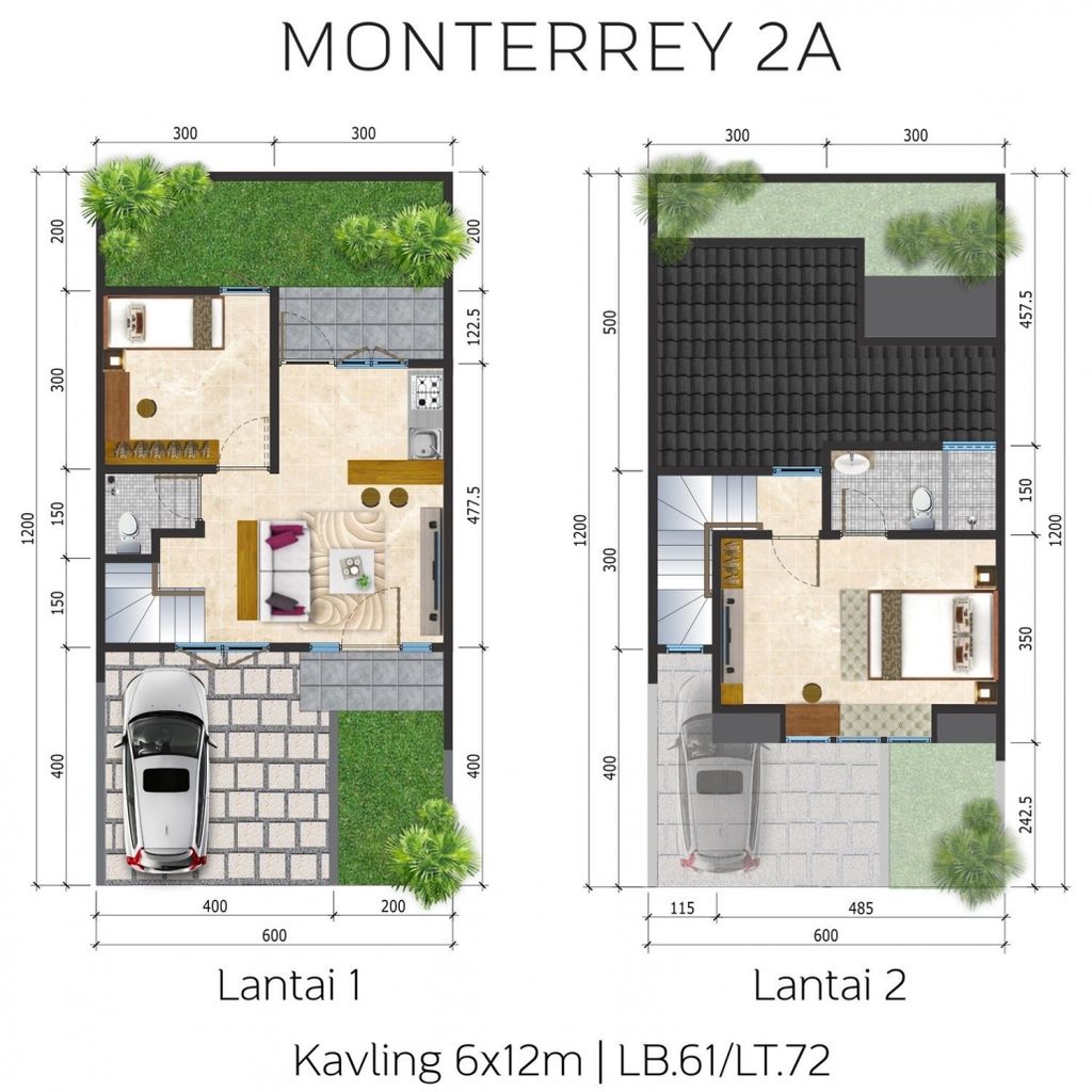 foto denah rumah tipe MONTERREY 2H 128 perumahan Citra Land Cibubur