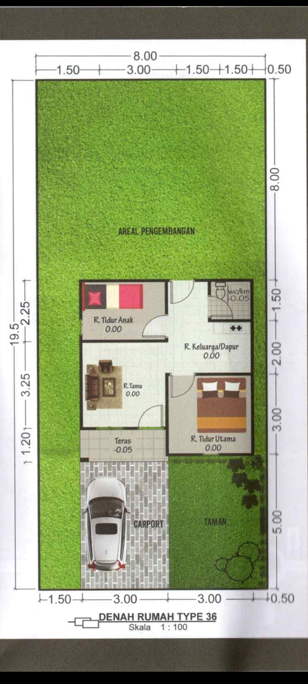 foto denah rumah tipe 36 perumahan BARUNIA RESIDENCE 3 BLOK FG