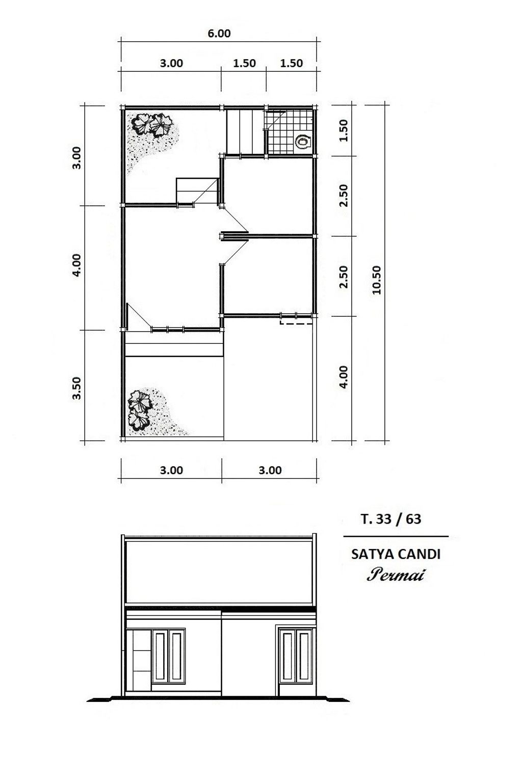 foto denah rumah tipe 33 perumahan SATYA CANDI PERMAI (TAHAP 2)
