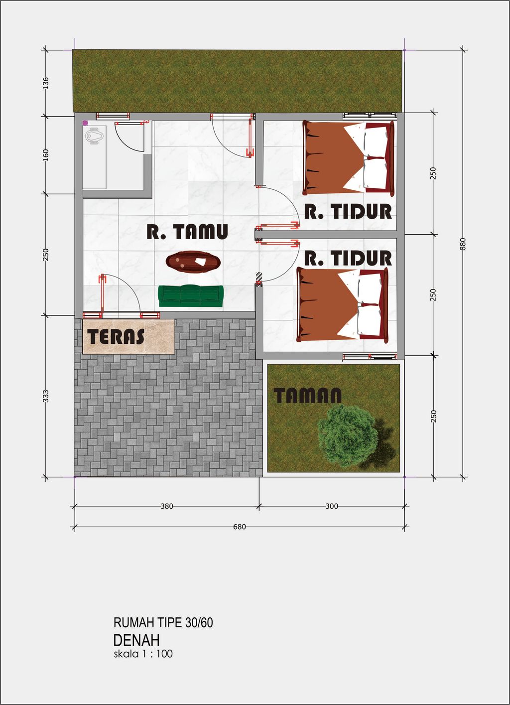 foto denah rumah tipe 30 perumahan DEWANDARU REGENCY