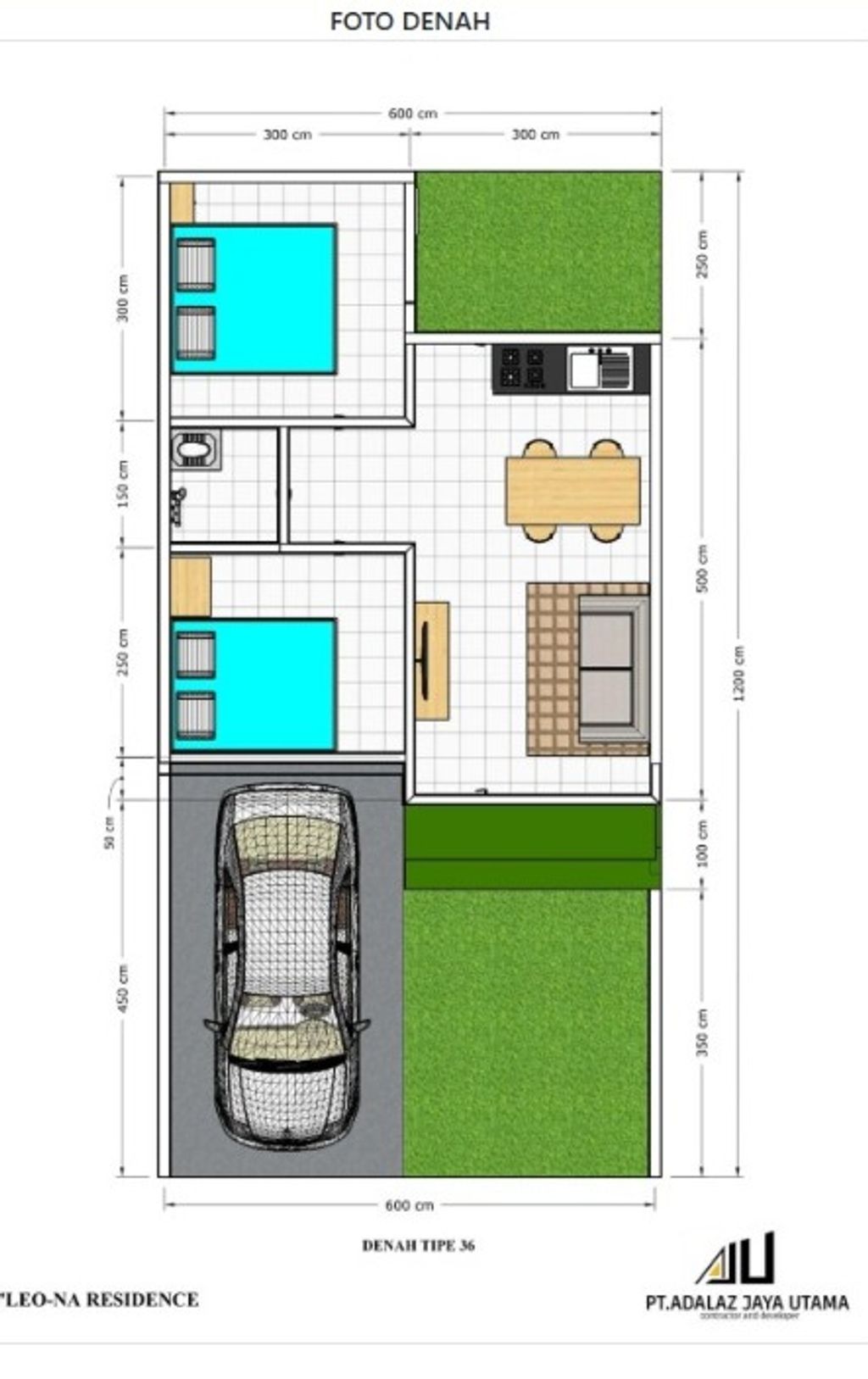 foto denah rumah tipe 36 perumahan D'LEO-NA RESIDENCE TAHAP 2