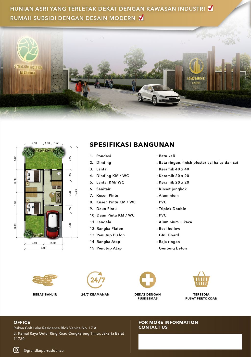 foto denah rumah tipe Cemara perumahan Grand Koper Residence