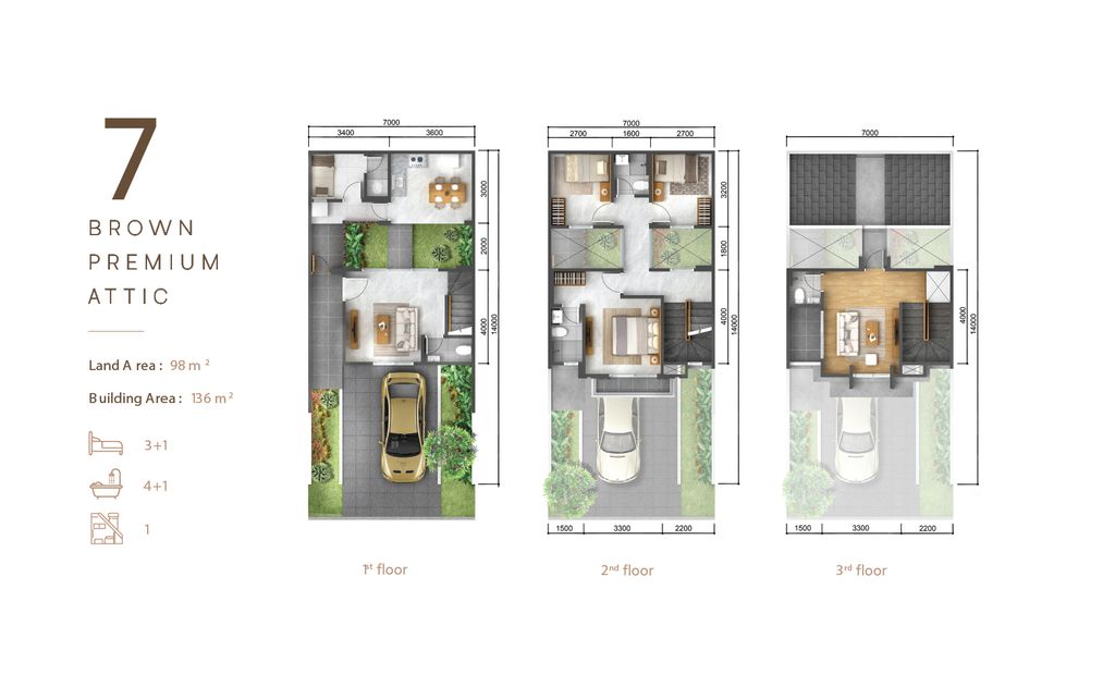 foto denah rumah tipe 7 BROWN PREMIUM ATTIC perumahan The Ebony Residence