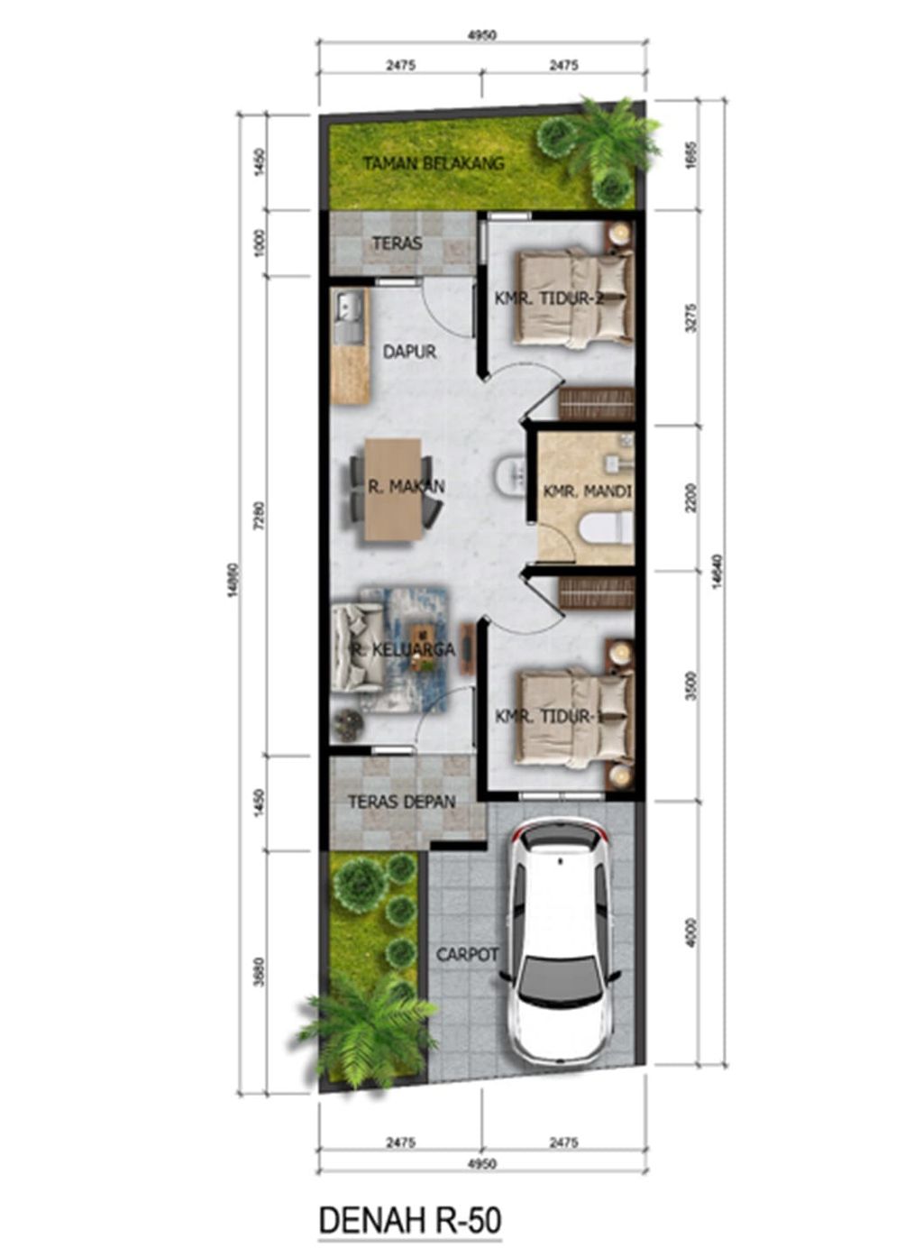 foto denah rumah tipe T 45/73 perumahan Griya Kencana II