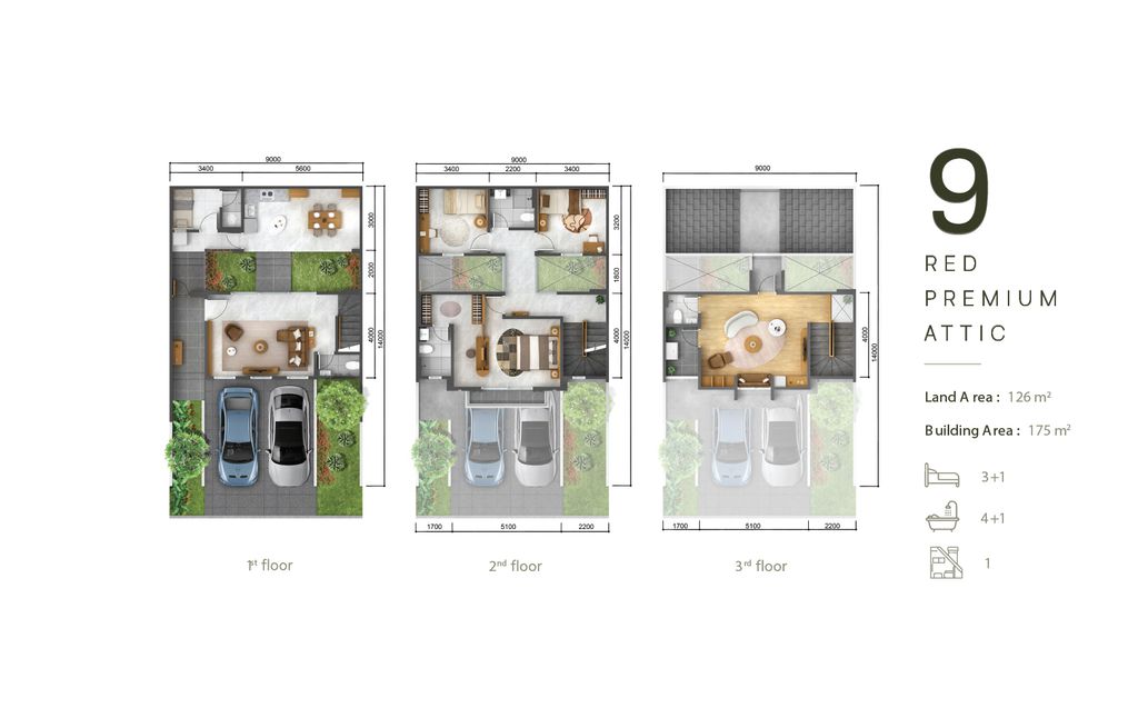 foto denah rumah tipe 9 RED PREMIUM ATTIC perumahan The Ebony Residence