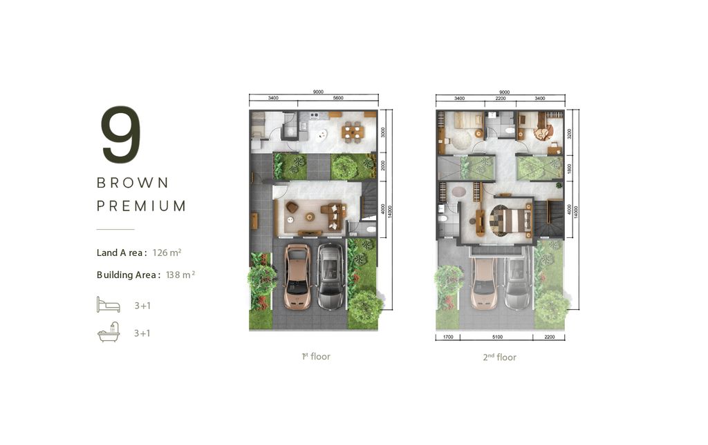 foto denah rumah tipe 9 BROWN PREMIUM perumahan The Ebony Residence