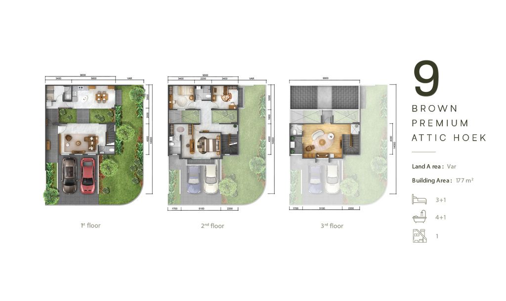 foto denah rumah tipe 9 BROWN PREMIUM ATTIC HOEK perumahan The Ebony Residence
