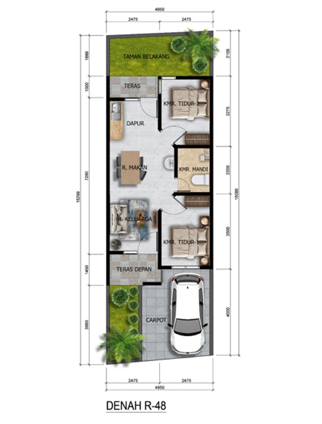 foto denah rumah tipe T 45/75 perumahan Griya Kencana II
