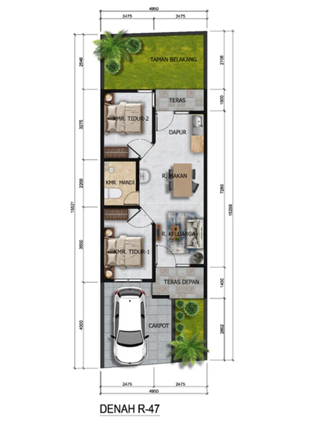 foto denah rumah tipe T 45/76 perumahan Griya Kencana II