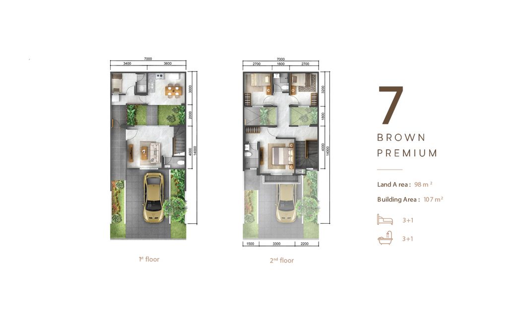 foto denah rumah tipe 7 BROWN PREMIUM perumahan The Ebony Residence