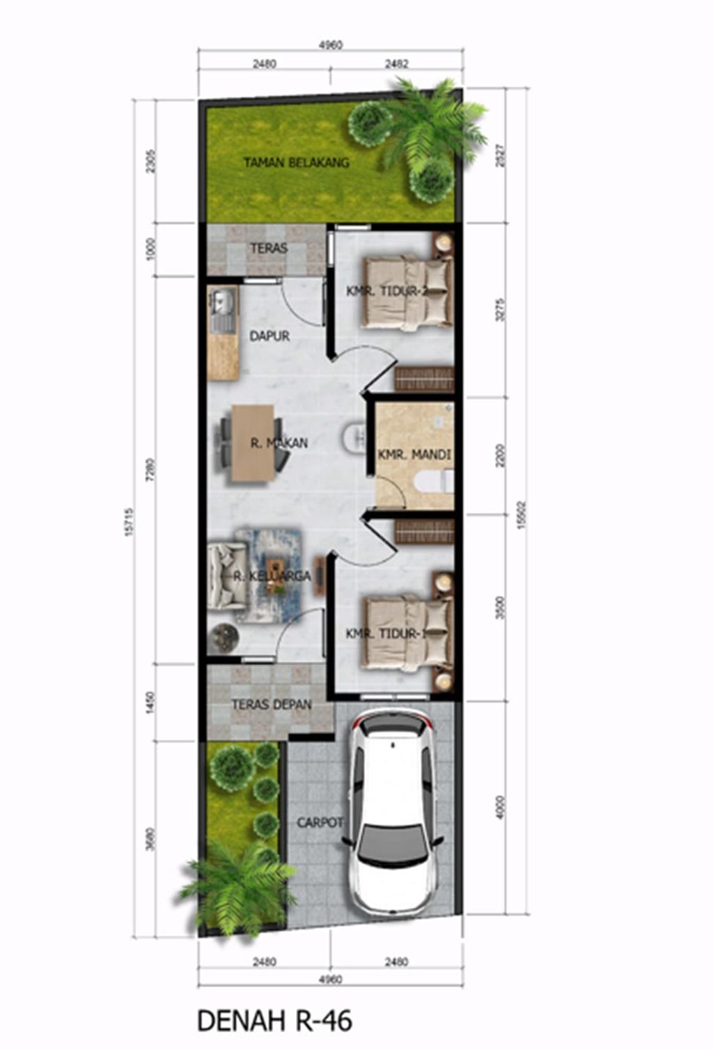 foto denah rumah tipe T 45/77 perumahan Griya Kencana II