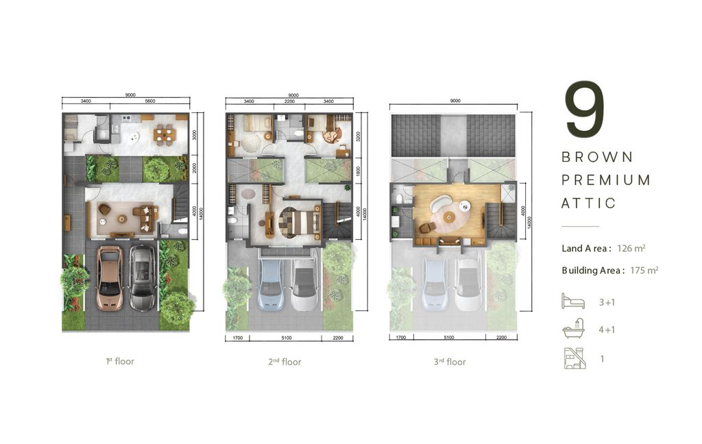 foto denah rumah tipe 9 BROWN PREMIUM ATTIC perumahan The Ebony Residence