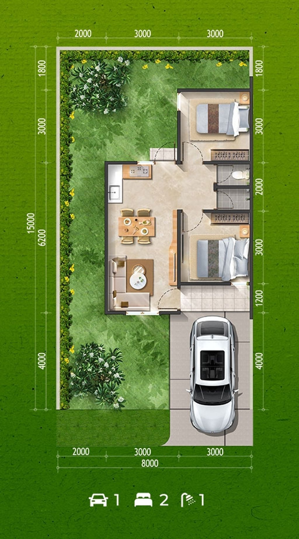 foto denah rumah tipe Michelia perumahan CitraRaya City Cluster Citra Lavender