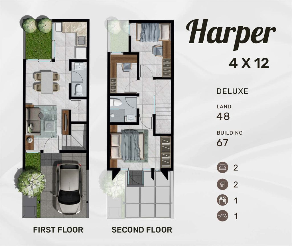 foto denah rumah tipe HARPER DELUXE perumahan NORTHWEST HILL CITRALAND