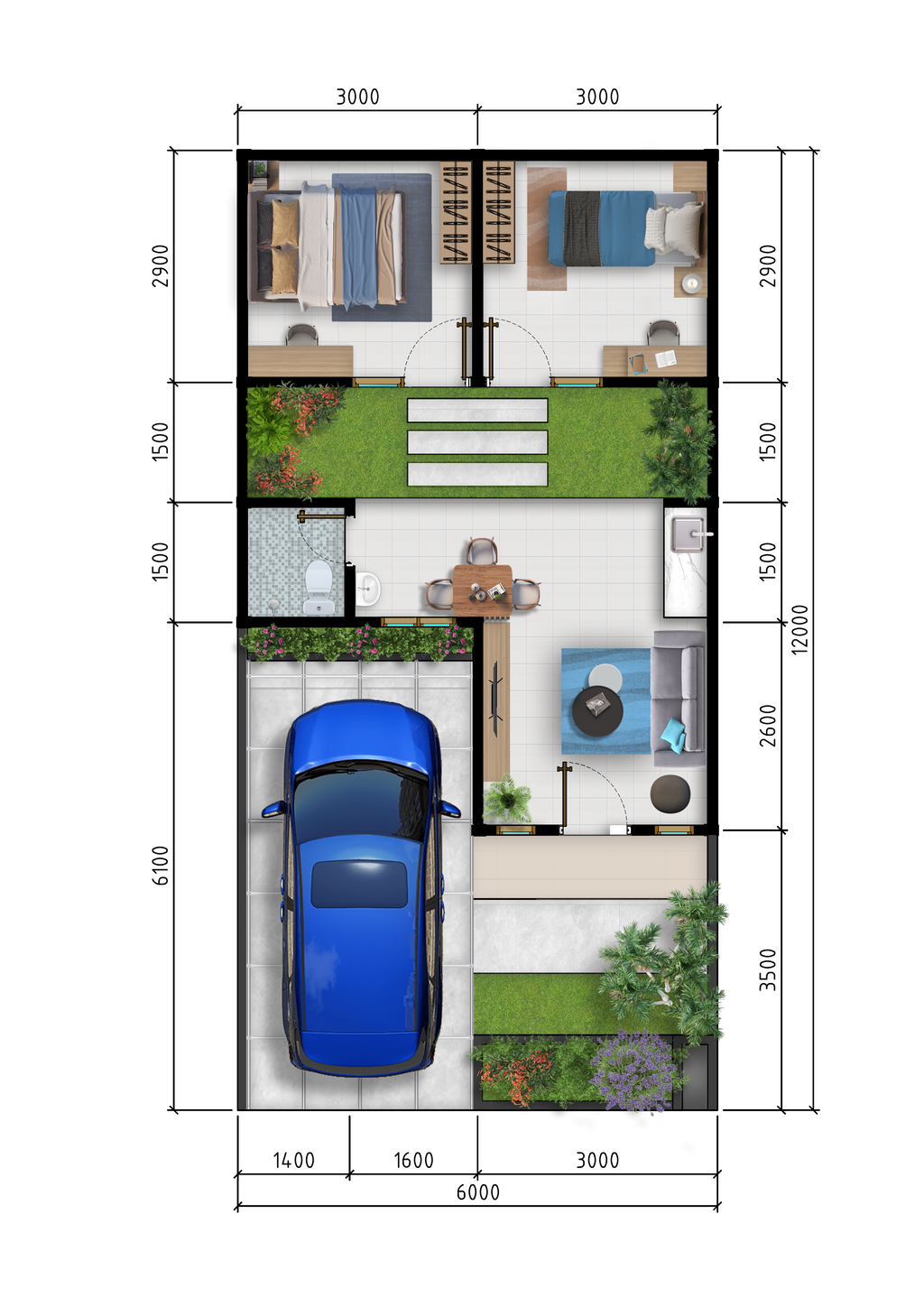 foto denah rumah tipe 36/72 standar perumahan VILLA PAMARAYAN