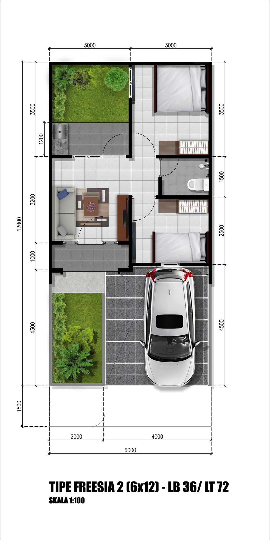 foto denah rumah tipe FREESIA 2 perumahan CITRAINDAH CITY BUKIT FREESIA