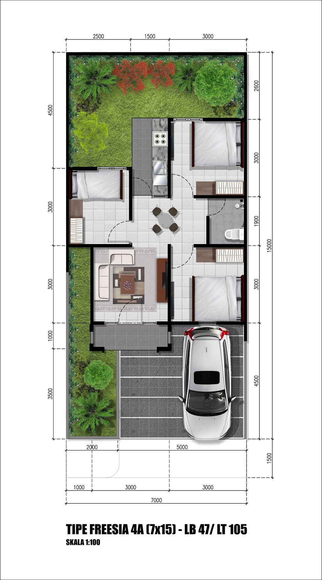 foto denah rumah tipe FREESIA 4A perumahan CITRAINDAH CITY BUKIT FREESIA