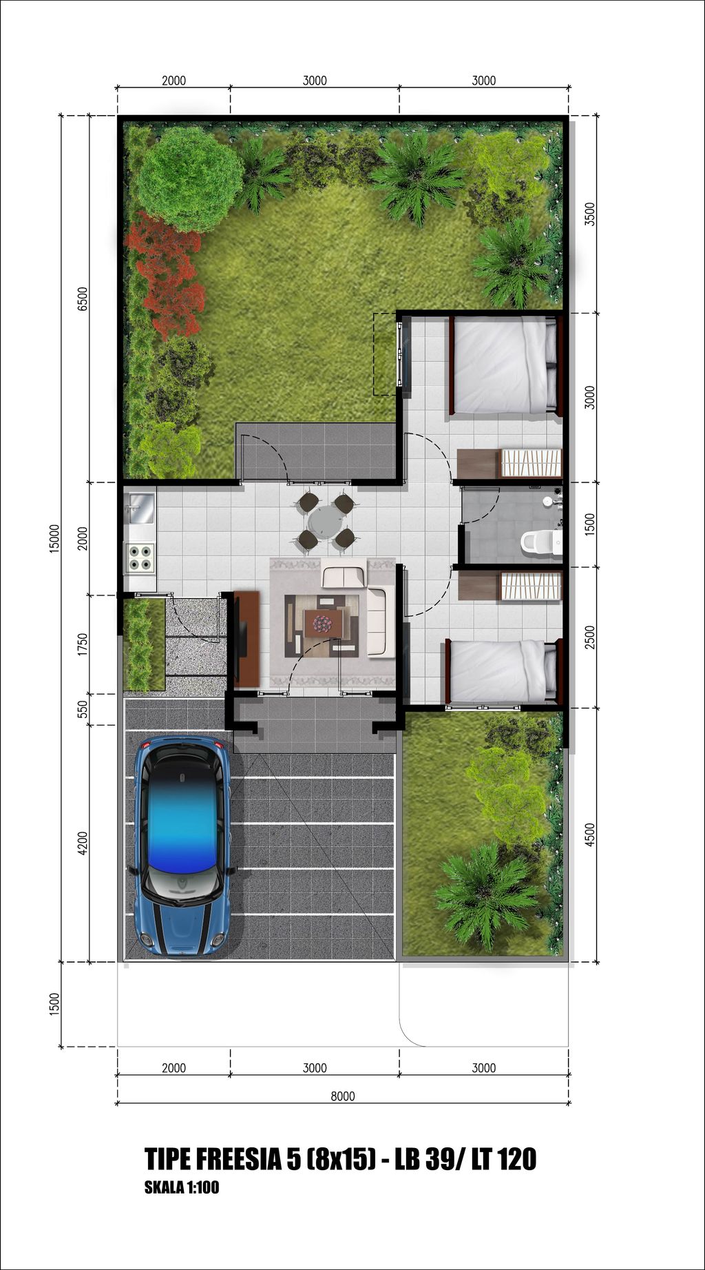 foto denah rumah tipe FREESIA 5 perumahan CITRAINDAH CITY BUKIT FREESIA