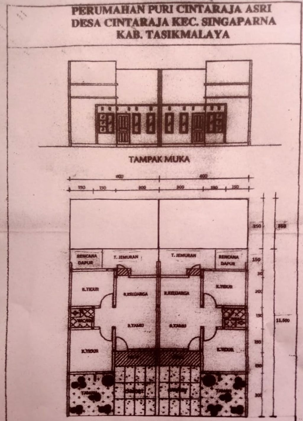 foto denah rumah tipe 36 perumahan Puri cintaraja asri