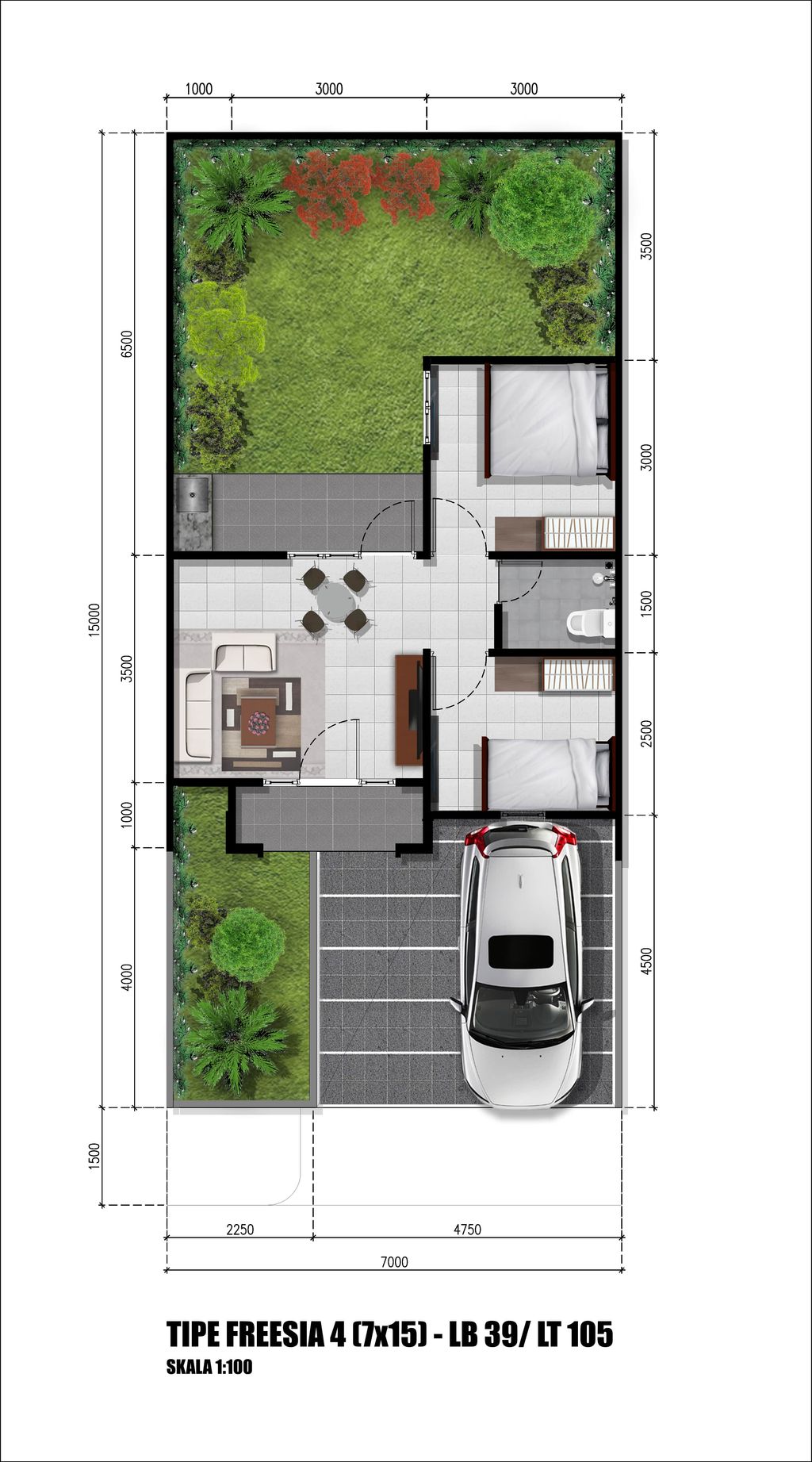 foto denah rumah tipe FREESIA 4 perumahan CITRAINDAH CITY BUKIT FREESIA