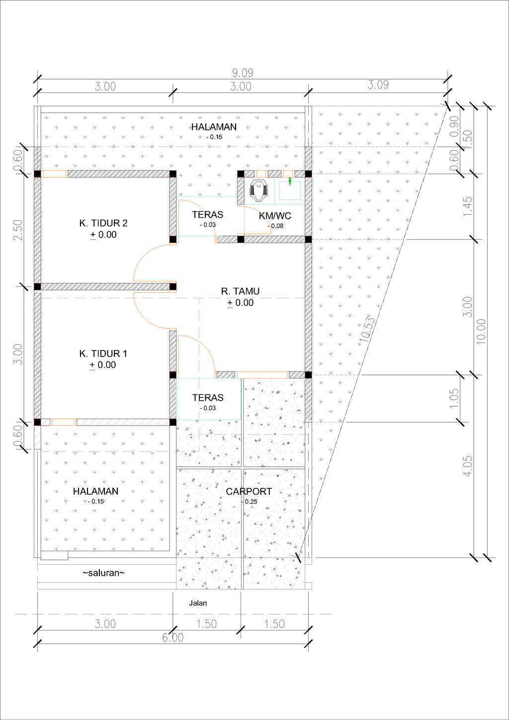 foto denah rumah tipe F20-11 (2025) perumahan Puri Anggrek Serang 3 Kalodran