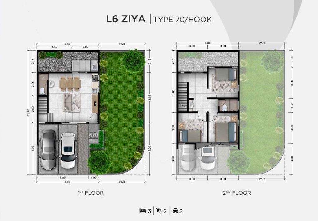 foto denah rumah tipe L6 ZIYA 70/HOOK perumahan CATHA REMPOA