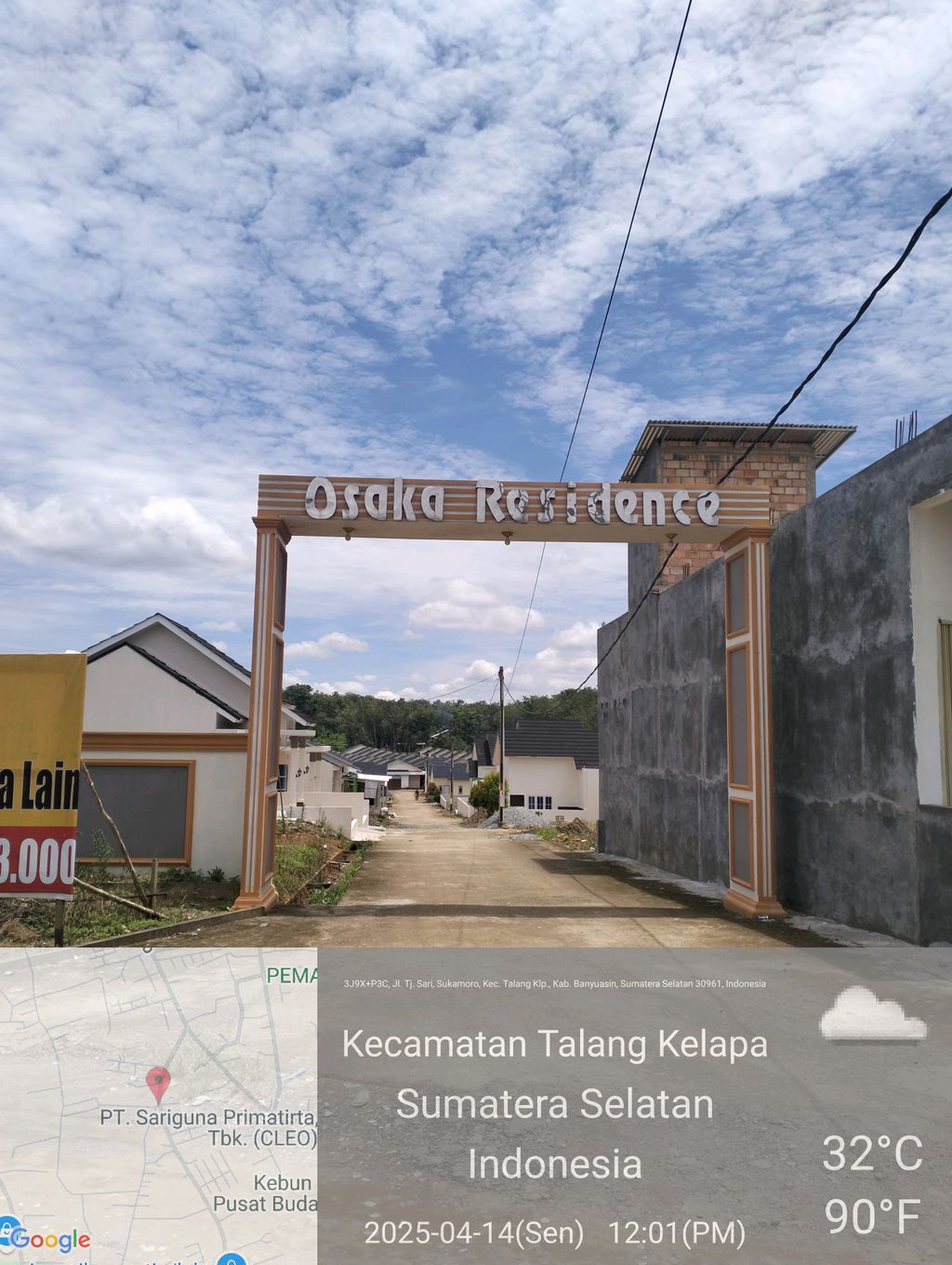 foto gerbang perumahan Osaka Residence 2