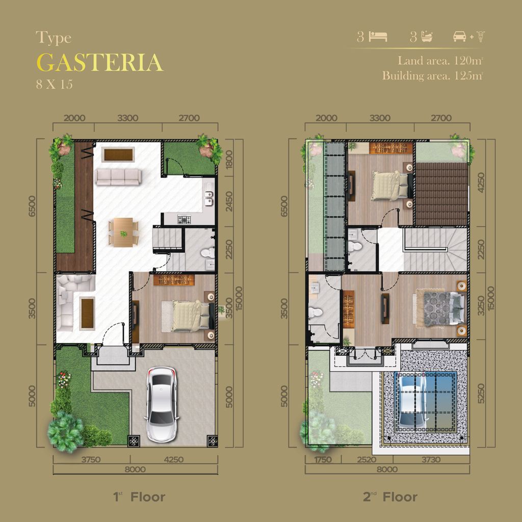 foto denah rumah tipe Gasteria A perumahan CitraGran Cibubur - Cluster Glenview