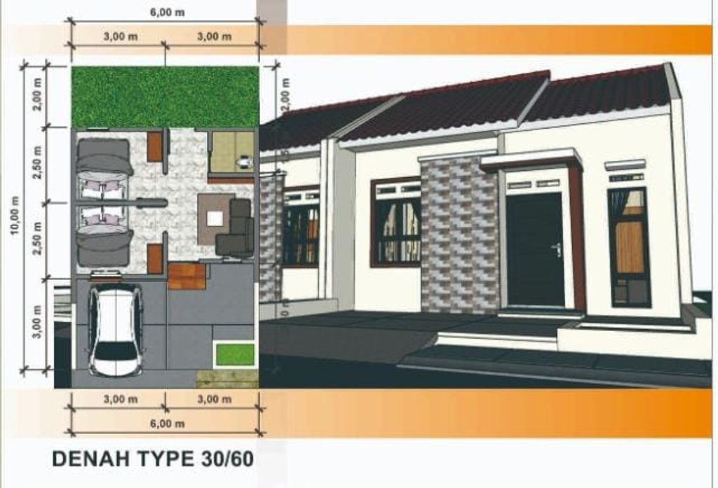 foto denah rumah tipe 30/60 perumahan GRAHA KARTIKA GETASAN