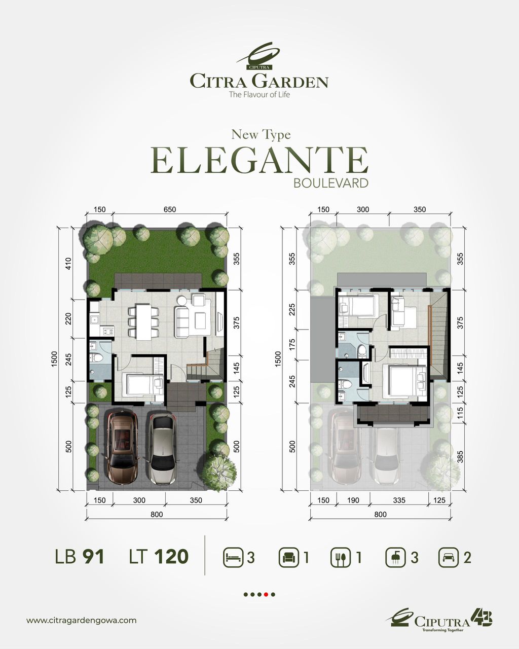 foto denah rumah tipe ELEGANTE perumahan CITRA GARDEN GOWA