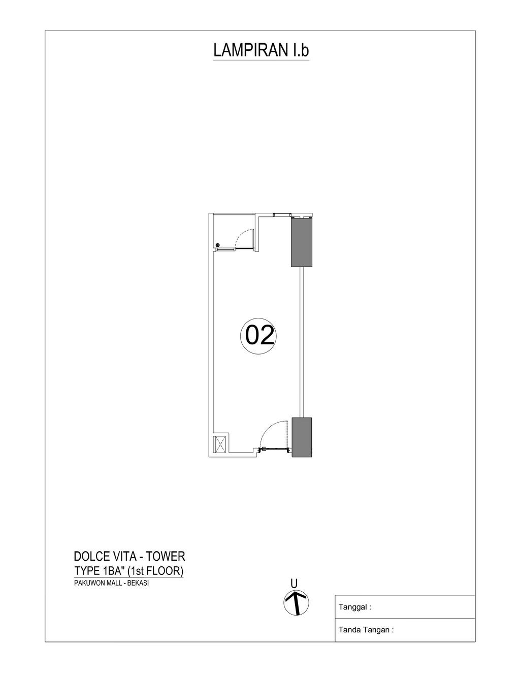 foto denah rumah tipe Dolce Vista 1BR perumahan PAKUWON BEKASI RESIDENCE