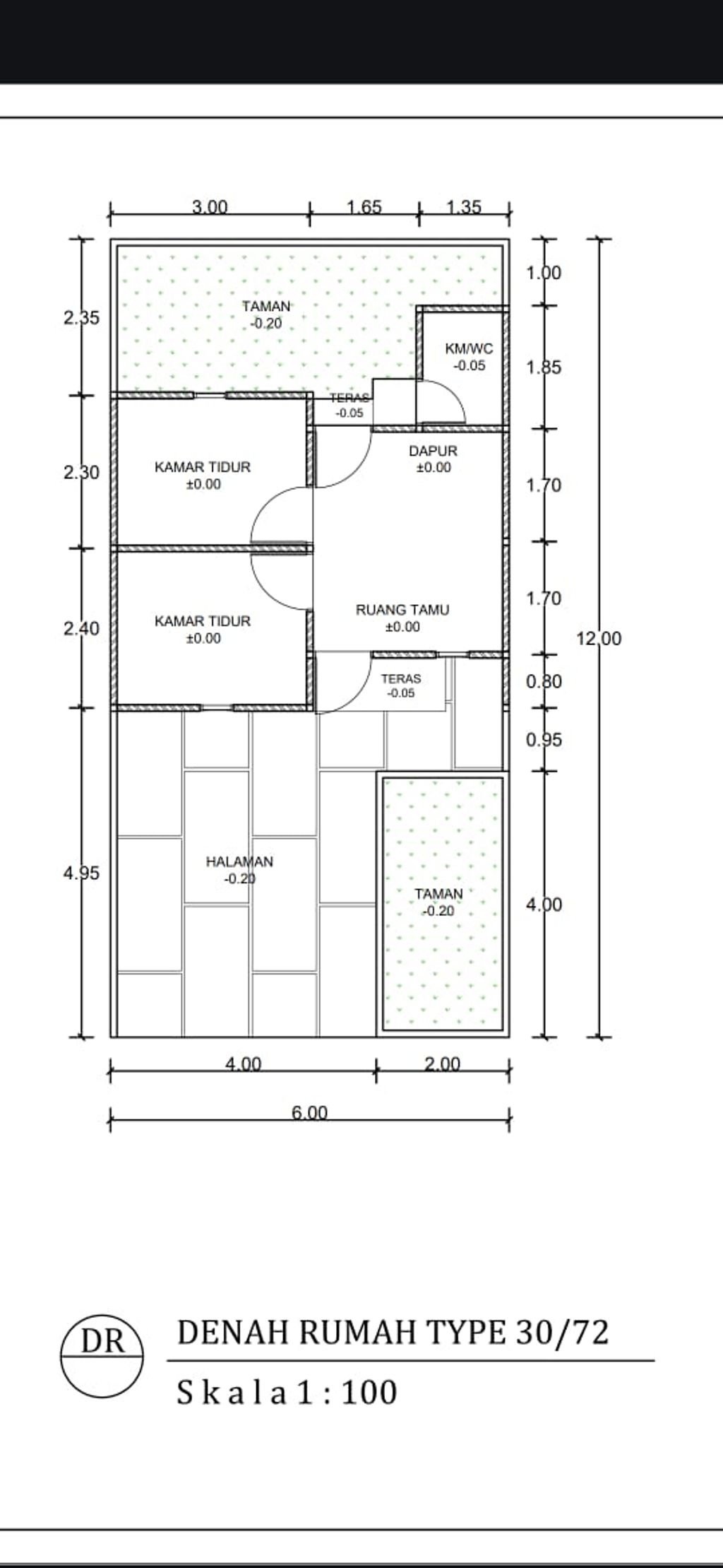 foto denah rumah tipe 30/72 perumahan GRAHA FEA 3