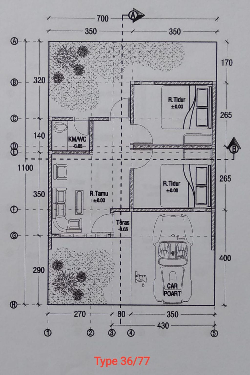 foto denah rumah tipe 36/77 perumahan PERUM BAHARI RESIDENCE