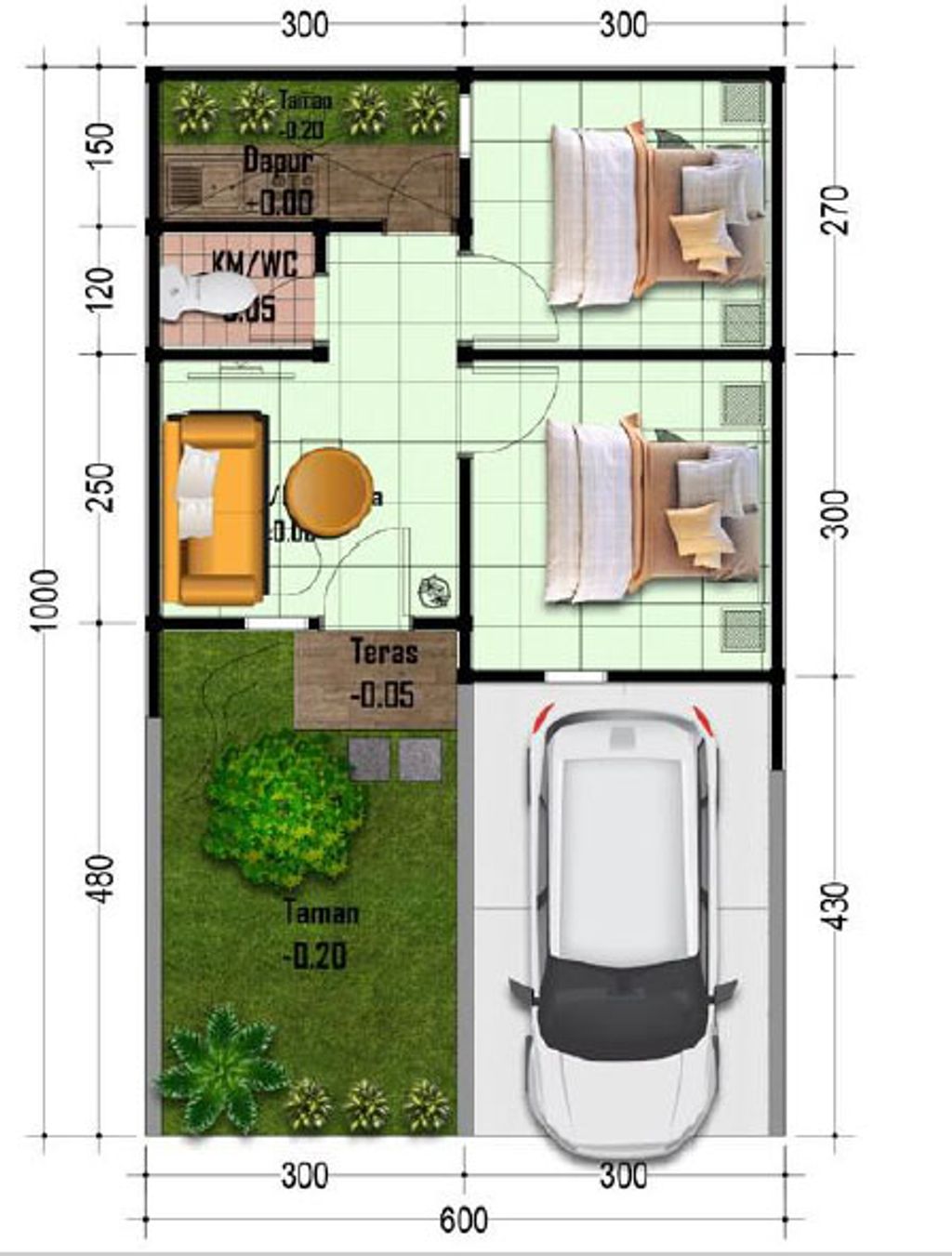 foto denah rumah tipe 30/80 perumahan Qianna Residence