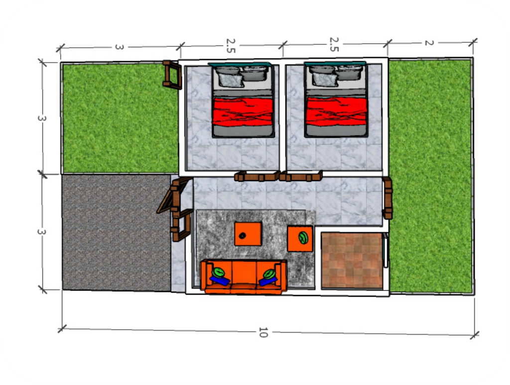 foto denah rumah tipe 30/60 perumahan FORTUNA RESIDENCE