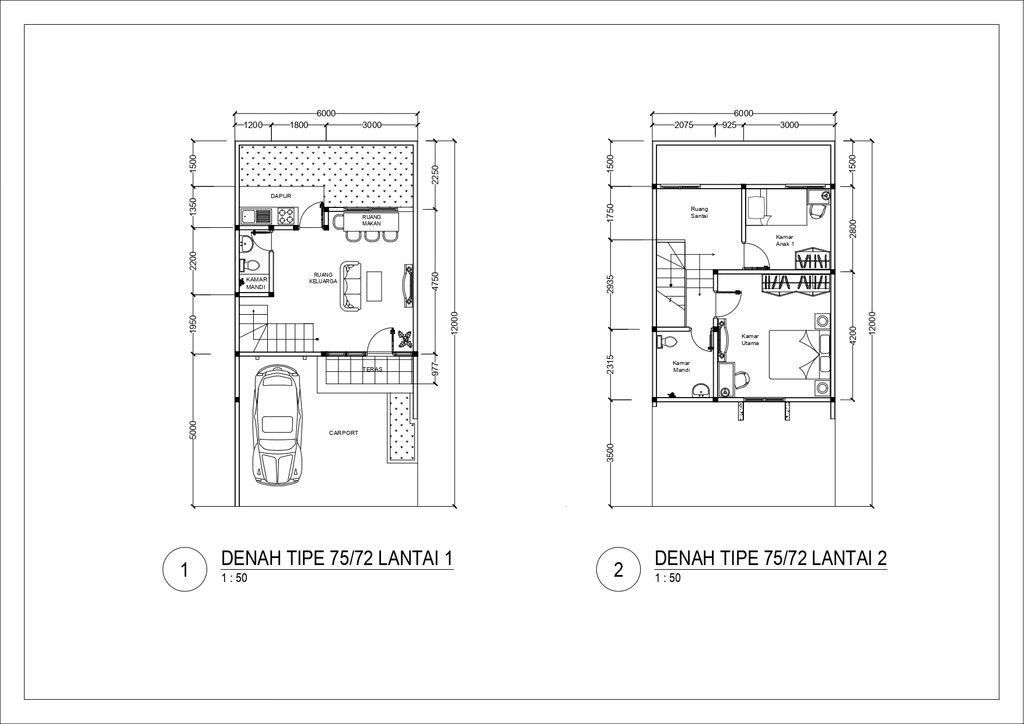 foto denah rumah tipe Cattelya D 75 (KSJ) perumahan Griya Bintara Alami