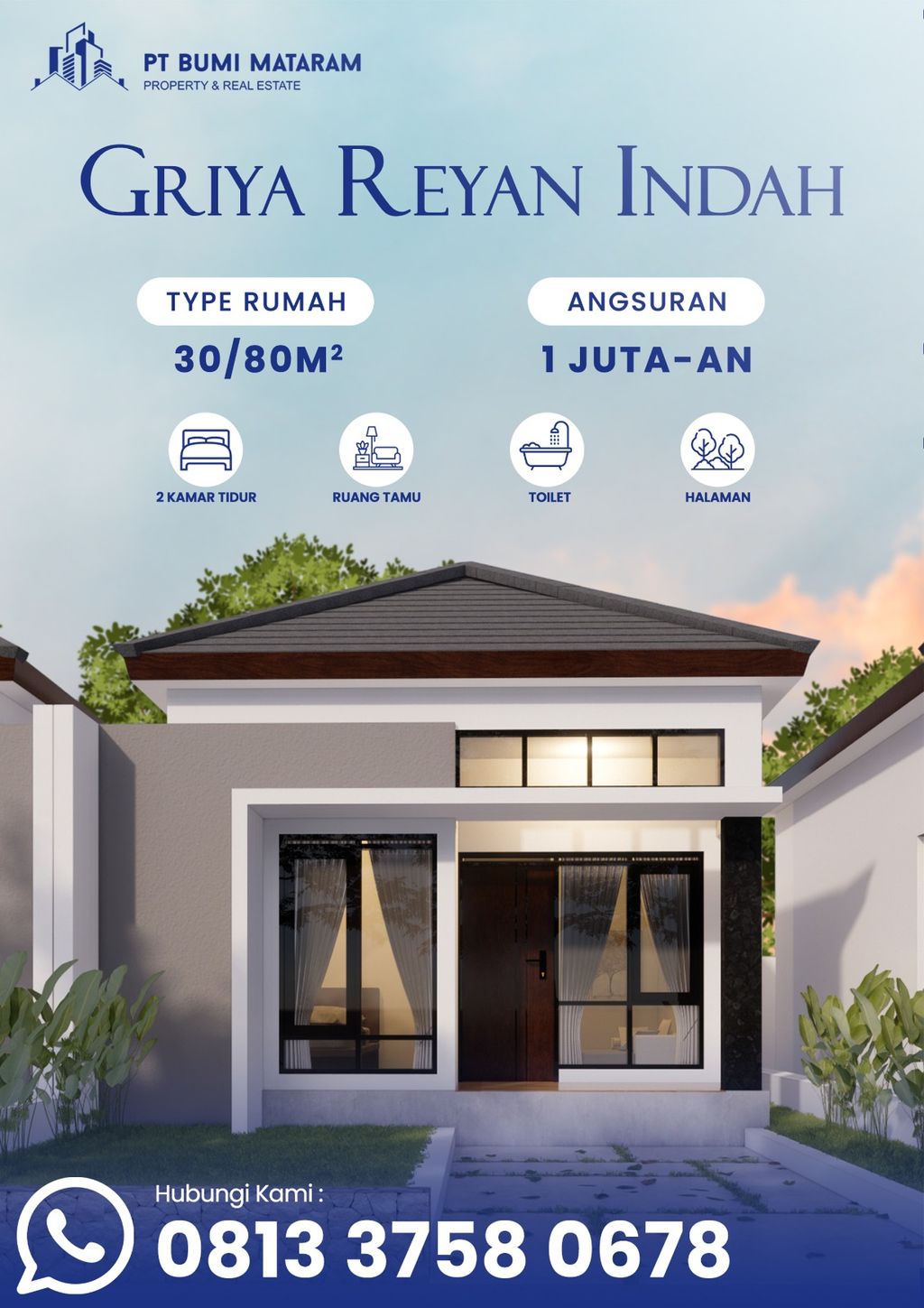 foto tampak rumah tipe GRI 3 perumahan GRIYA REYAN INDAH 3