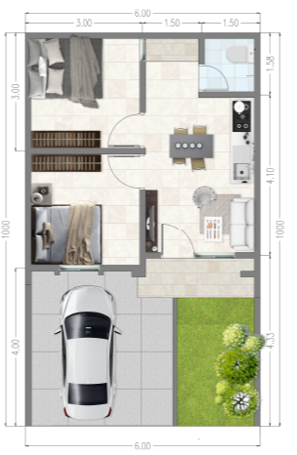 foto denah rumah tipe HAMPTON perumahan PARADISE SERPONG CITY 2
