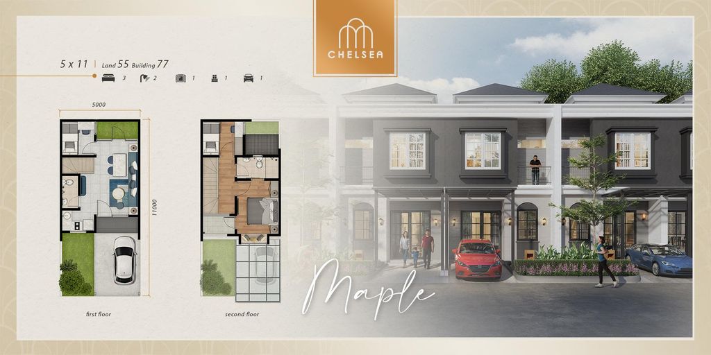 foto denah rumah tipe Maple perumahan WISATA BUKIT MAS - CHELSEA
