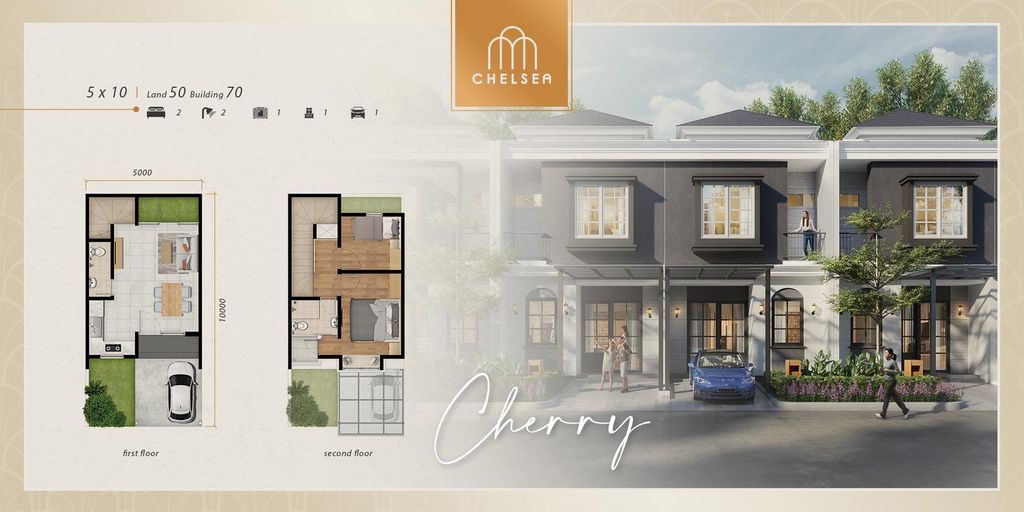 foto denah rumah tipe Cherry perumahan WISATA BUKIT MAS - CHELSEA