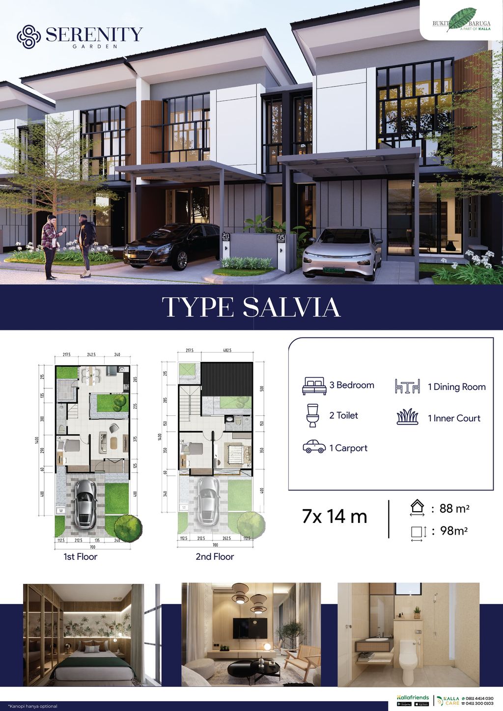 foto denah rumah tipe Salvia perumahan Serenity Garden