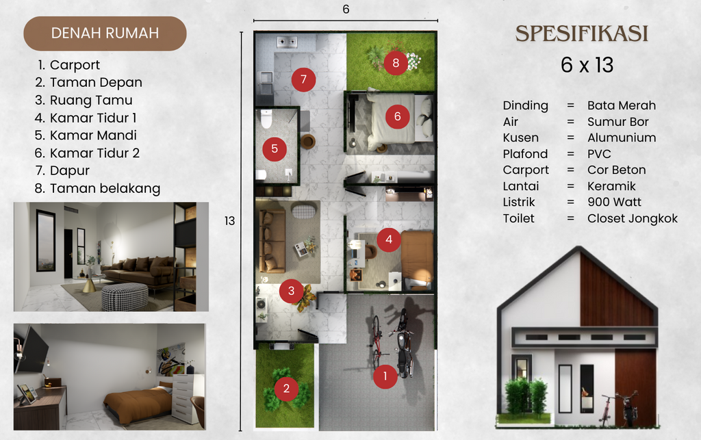 foto denah rumah tipe ASOKA perumahan TABITA RAYA
