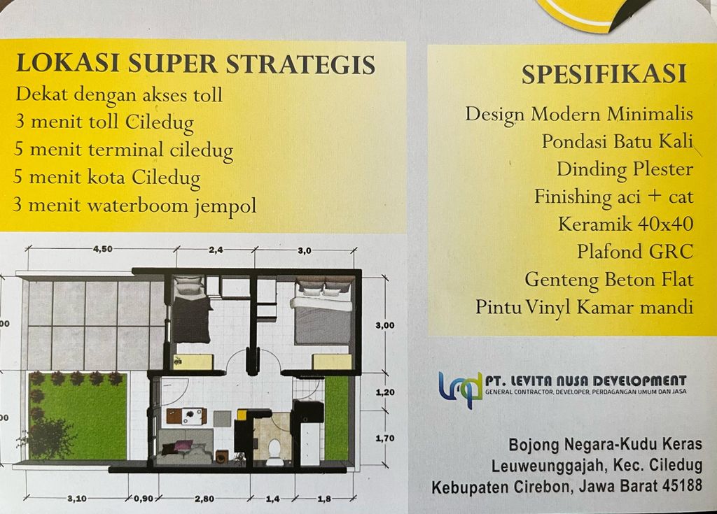 foto denah rumah tipe 30/60 perumahan Grand Metro Ciledug