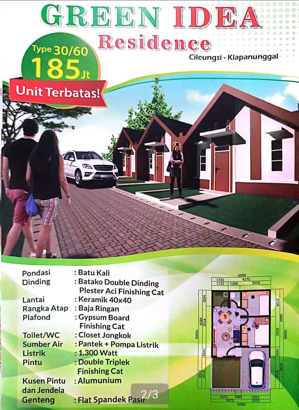 foto tampak rumah tipe 30/60 perumahan GREEN IDEA RESIDENCE