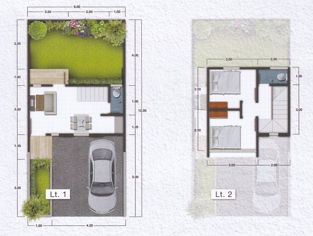 foto denah rumah tipe 2 Lantai N12 perumahan Villa Dieng Residence Blok N
