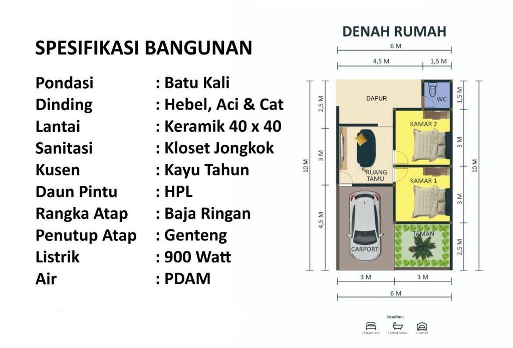 foto denah rumah tipe 30/60 blok A no.10 perumahan GRAND MAHKOTA SULTAN 3