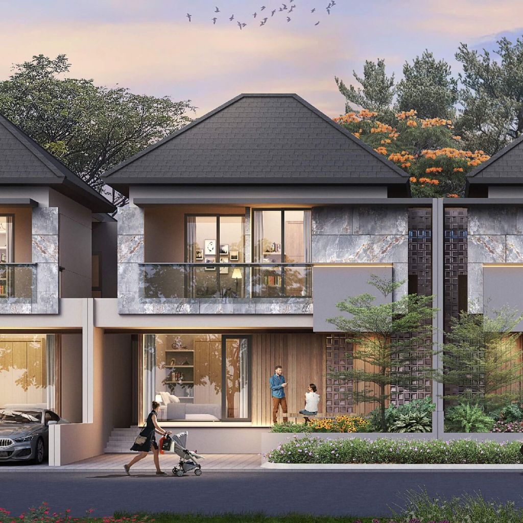 foto tampak rumah tipe Willow F perumahan CITRALAND THE GREENLAKE SURABAYA
