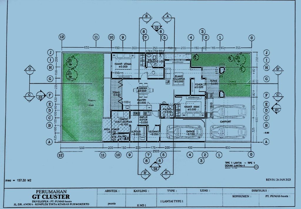 foto denah rumah tipe T.157,5 perumahan WEST POINT GRAHA TIMUR