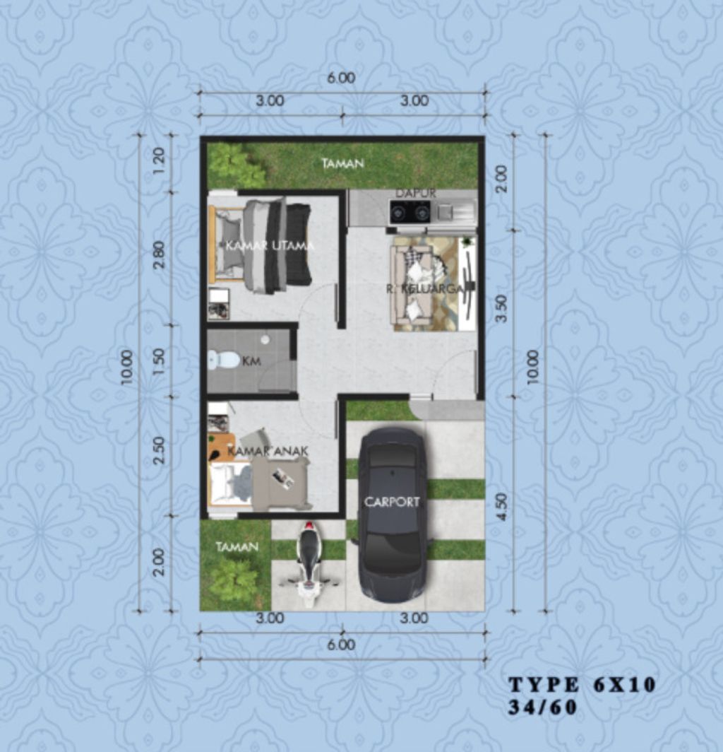 foto denah rumah tipe SCANDINAVIAN perumahan PERMANA LAND CENTONG RESIDENCE